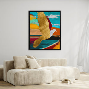 Golden Seagull Soaring — Golden Seagull Soaring Wing Blown Curtains 219