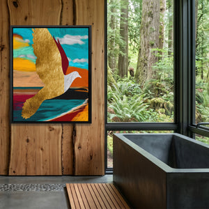 Golden Seagull Soaring — Golden Seagull Soaring Outdoor Bathroom Log Port 129