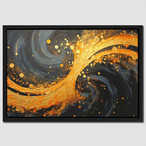 Golden Shimmer - Horizontal Wall Art in Black Frame