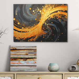 Golden Shimmer - Abstract Black and Gold Canvas Wall Art