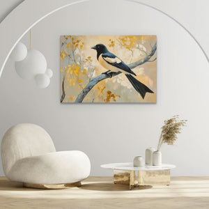 Golden Sky Magpie - Luxury Wall Art