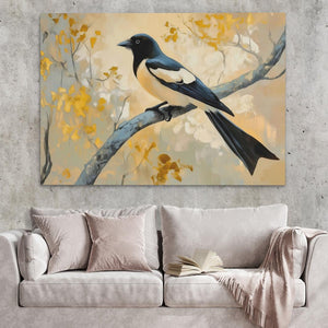 Golden Sky Magpie - Luxury Wall Art