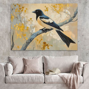 Golden Sky Magpie - Luxury Wall Art