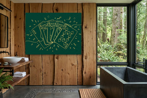 Golden Spades Flush — golden spades flush wooden bathroom with window 1land flush print