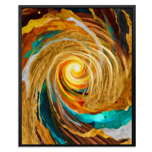 Golden Storm Spiral canvas wall art, room view