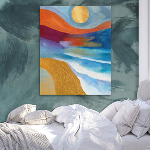 Golden Sun Seascape — Golden Sun Seascape Side Bebd Green Abstract 223
