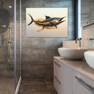Golden Swordfish - Black and Gold Wall Art