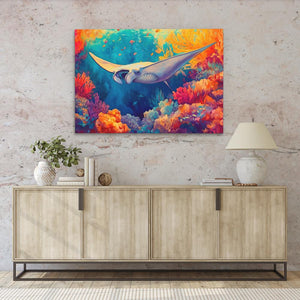 Golden Tide Manta Ray - Luxury Wall Art