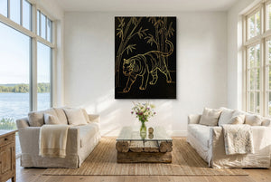 Golden Tiger Stroll โ golden tiger stroll living room with couches 1port flush print