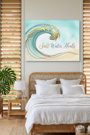 Golden Wave Crest โ golden wave crest p bedroom with window blinds 1land flush print