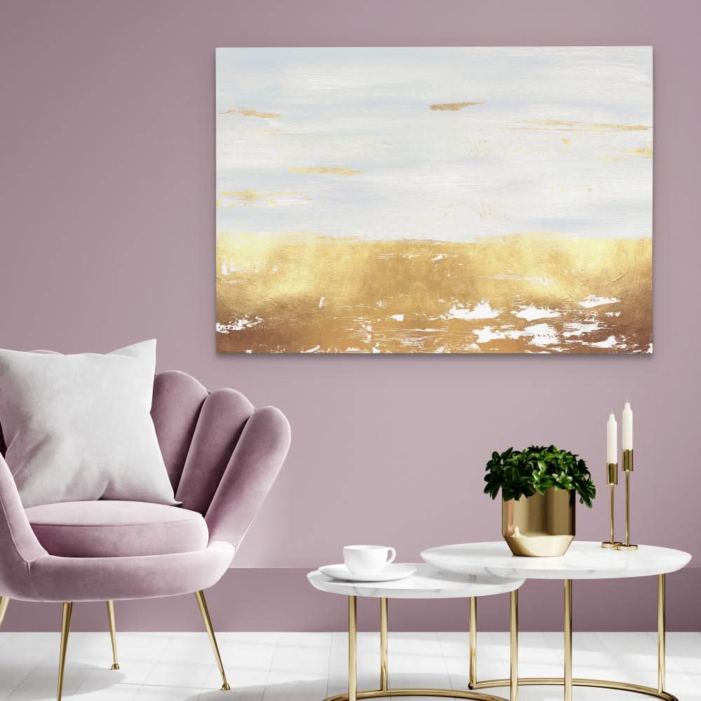 Golden White River - Large Abstract Canvas Print