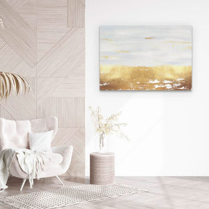 Golden White River - Abstract Wall Art in Black Frame