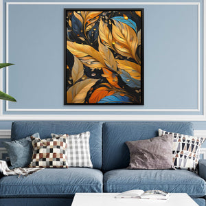 Golden Wingtips - Feathers Art for Hallway