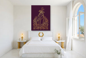 Golf Clubs Golden Ornate โ golf clubs golden ornate bedroom with window 1port flush print