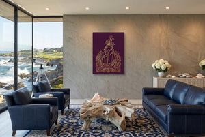 Golf Clubs Golden Ornate โ golf clubs golden ornate living room with ocean view 1port flush print