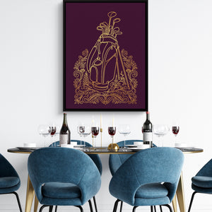 Golf Clubs Golden Ornate โ golf clubs golden ornate sq dining room tables 1port framed black