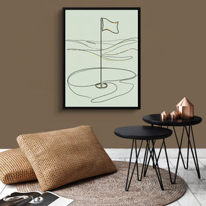 Golf Flag Golden โ golf flag golden sq brown wallroom 1port framed black