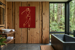 Golfer Golden Swing โ golfer golden swing wooden bathroom with window 1port flush print