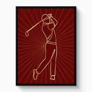 Golfer Golden Swing โ golfer golden swing white studio framed black