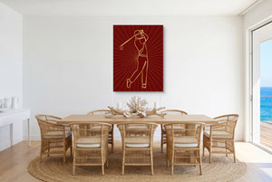 Golfer Golden Swing โ golfer golden swing small dining room with ocean view 1port flush print