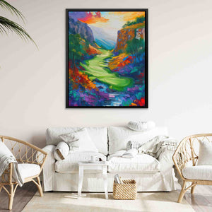 Golfing in the Valley - Wall Art in Black Frame