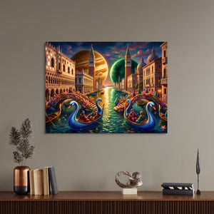 Gondolas Moonlit Venice โ gondolas moonlit venice sq office desk wall 1land flush print