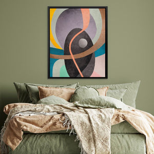 Gray Circle Around Lines - Shapes Wall Art in Black Frame