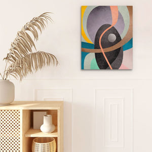 Gray Circle Around Lines - Large Abstract Canvas Print