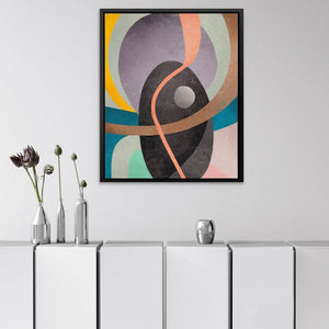 Gray Circle Around Lines - Abstract Pastel Canvas Wall Art