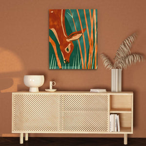 Grazing Deer - Large Canvas Print