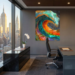 Great Wave Reimagined canvas wall art, room view
