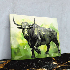 Green Bull - Bull Canvas Wall Art