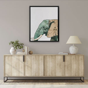 Green Elephant - Abstract Wall Art in Black Frame
