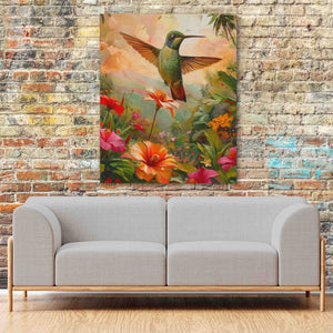 Green Hummingbird - Green Wall Art