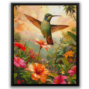 Green Hummingbird - Green Bird Canvas Print