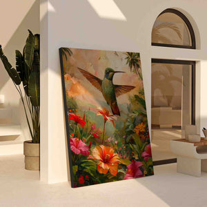 Green Hummingbird - Wall Art in Black Frame
