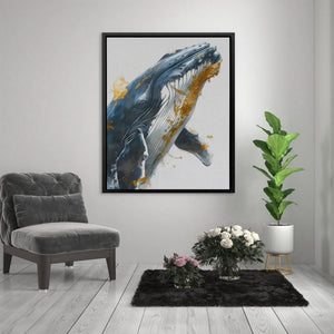 Grey Whale Breaching - Earth Tones Wall Art for Home Office