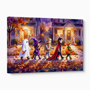 Halloween Trick-Or-Treaters โ halloween trick or treaters angled flush print
