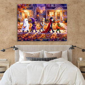 Halloween Trick-Or-Treaters โ halloween trick or treaters sq clay paper bedroom 1land flush print