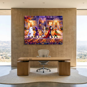 Halloween Trick-Or-Treaters โ halloween trick or treaters sq minimalist lux office 1land flush print