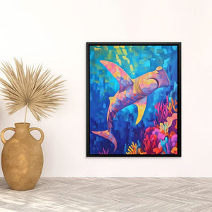 Hammerhead Colorwav - Blue Canvas Wall Art