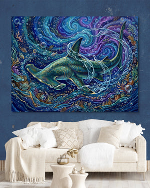 Hammerhead Depths — hammerhead depths psd navy wall white lux couch 1land flush print