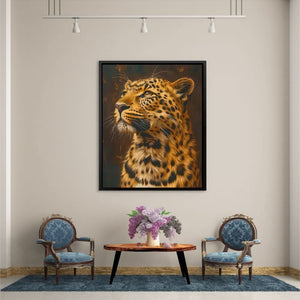 Handsome Leopard - Black and Gold Wall Art for Living Room