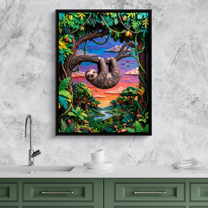 Hanging Sloth Sunset - Luxury Wall Art