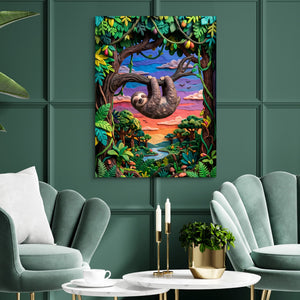 Hanging Sloth Sunset - Luxury Wall Art