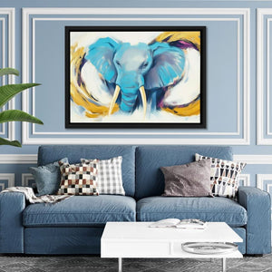 Happy Elephant - Wall Art in Black Frame