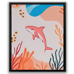 Happy Pink Shark - Large Contemporary Canvas Print