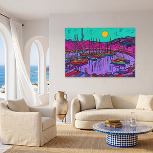 Harbor Boats Sunset โ Harbor Boats Sunset Coast Living Room Land 111