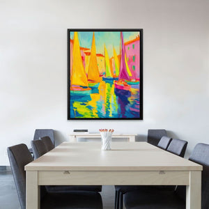 Harbor Kaleidoscope - Blue Canvas Wall Art