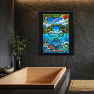 Hawaii Ace of Clubs Card canvas wall art, room view